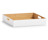 �lo�n� krabice, box. bambus, b�l�, 30 x 27 x 6 cm