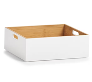 �lo�n� krabice, box. bambus, b�l�, 30 x 27 x 10,5 cm