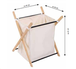 Praktický koš na špinavé prádlo. Skládací, textilní, bambusové nohy. Koš na prádlo Bamboo, látkový vak/bambus, 45L