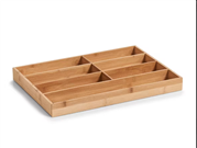 Bambusový příborník do kuchyňské zásuvky, přírodní. Příborník se 7 přihrádkami, bambus/MDF